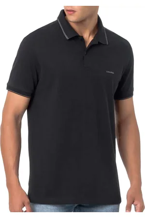 Calvin Klein Polo Masculina Piquet Regular Básica Friso Preta