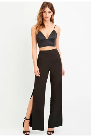 Rioutlet Calça Pantalona Fenda Preta
