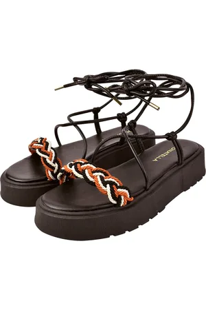 monté Sandália Feminina Chinelo Plataforma Donatella Shoes Corda Colorida Amarrar Gladiadora