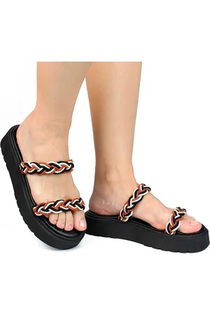monté Sandália Feminina Chinelo Plataforma Donatella Shoes Corda Colorida Duas Tiras