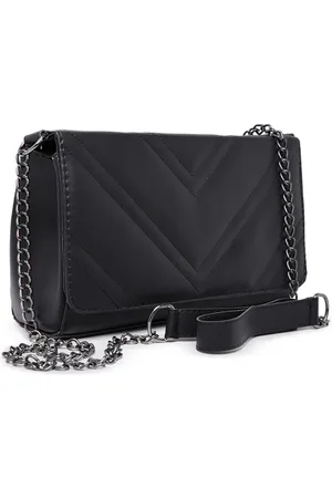 CARMELO SHOES Bolsa Transversal De Ombro Feminina Alça De Corrente Preta