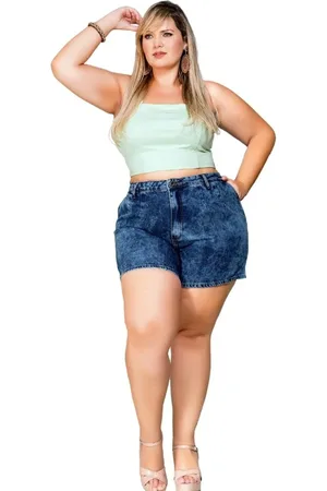 Razon Shorts Feminino Jeans Plus Baggy