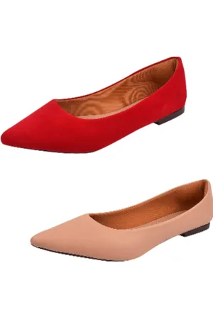 NAMORATTA Kit 2 Sapatilha Moda Feminina Bico Fico Básica Casual Nobuck onça/vermelho