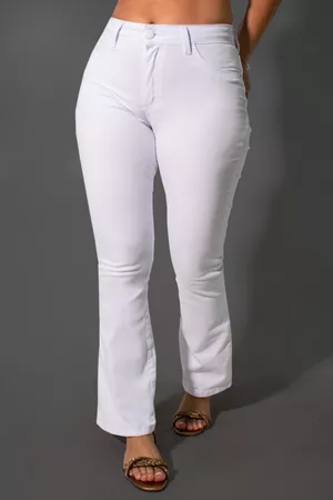 Anticorpus JeansWear Calça Flare Petit Sarja Branca Feminina Elastano Anticorpus