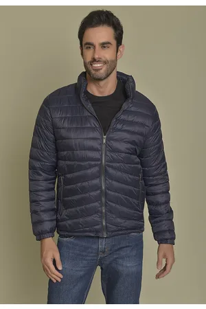 Dialogo Jeans Jaqueta Puffer de Material Sintético Marinho Masculino