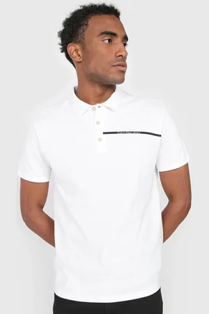 Calvin Klein Camisa Polo Reta Logo Branca