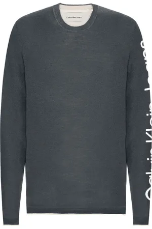 Calvin Klein Suéter Jeans Masculino Tricot Arm Logo Chumbo