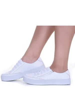 ROMEU E JULIETA SHOES Tênis Feminino Sola Alta De Couro Zíper