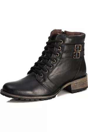 Ferracioli Bota Feminina Cano Curto Couro Coturno Black Preta