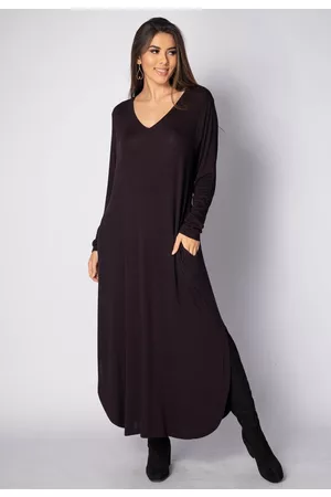 Amazonia Vital Vestido Midi Malha com Bolso Manga Longa