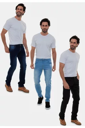 Versatti Kit 3 Calças Jeans Premium Masculinas Tradicional Lima Azul
