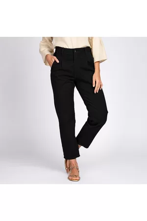 Bloom Calça Mom Cropped Slouch Bolso-Faca Preta