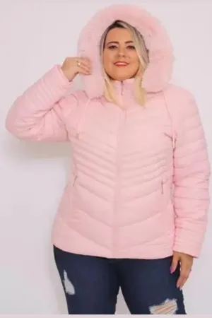 Cia do Vestido Jaqueta Plus Size para Inverno Bobojaco Nylon Capuz Removível