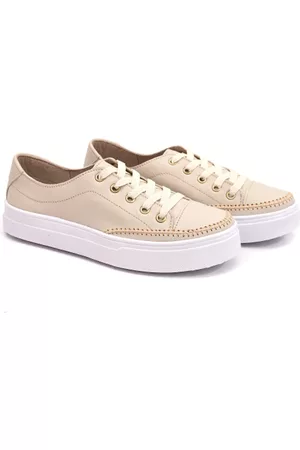 ROMEU E JULIETA SHOES Tênis Feminino Sola Alta De Couro Cadarço