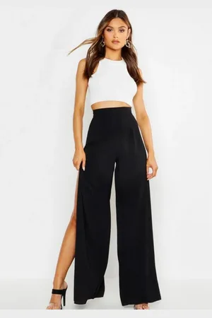 Diluxo Calça Feminina Pantalona Com Recorte Na Lateral