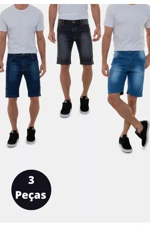 Versatti Kit Com 3 Bermudas Jeans Premium Masculinas Praga