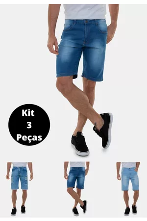 Versatti Kit Com 3 Bermudas Jeans Claro Masculinas Fresno