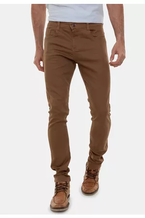 Versatti Calça de Sarja Premium Masculina Tradicional Bege Dubai