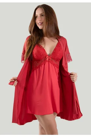 Kit Robe Hobby + Camisola Com Renda Lingerie Luxo Sensual Kit Linha Noite  Conforto e Qualidade