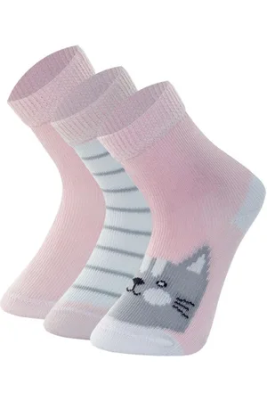 Mash Infantil - Kit 3 Pares Meia Algodão Estampada Punho
