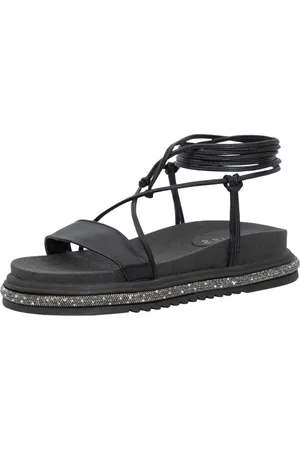 Lumiss Sandália Papete Feminina Strass Amarração Confortável Brilho Cristal Flat Plataforma de Amarrar