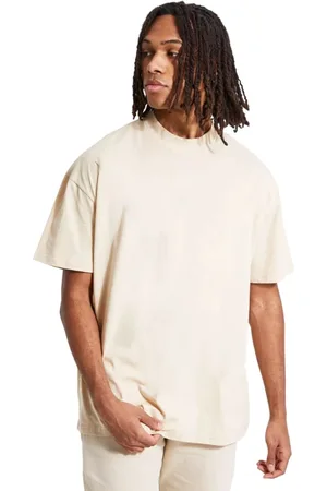 Di Nuevo Camiseta Oversized Marfim Gola Alta em Algodão