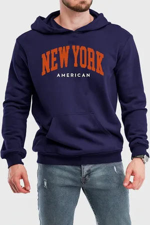Benellys Moletom Canguru Flanelado com Capuz New York Marinho