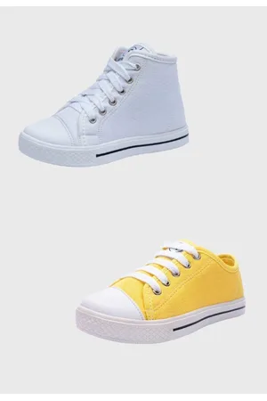 Pópidí Infantil - Kit 2 Tênis Popstar Pópidi Cano Alto Branco e Cano Baixo Amarelo