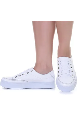 ROMEU E JULIETA SHOES Tênis Feminino Sola Alta De Couro Cadarço