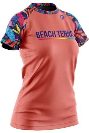 Over Fame Baby Look Feminina Beach Tennis Floral Salmão
