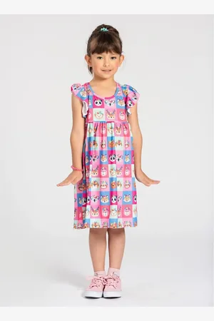 Molekada Infantil - Vestido Verão Menina Animaizinhos