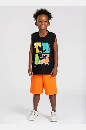 Molekada Infantil - Conjunto Curto Menino Regata e Bermuda Urso Skatista