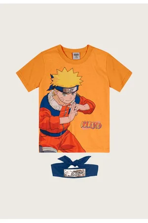 Camiseta juvenil com tela Naruto Clássico laranja