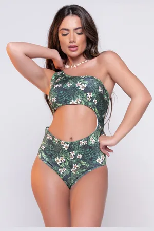 Bravaa Modas Maiô Feminino Um Ombro Só Estampado Mood Praia Verão 366