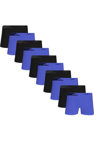 LUPO Kit C/10 Cuecas Boxer Microfibra 436 Royal e Preto /Preto