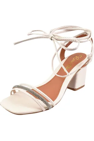 Rosa Chic Calçados Sandália Salto Grosso Salto Baixo 5 cm Bloco Quadrado Branco