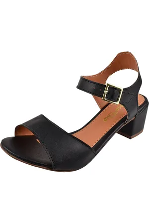 Rosa Chic Calçados Sandália Salto Grosso Salto Baixo 4 cm Bloco Preto