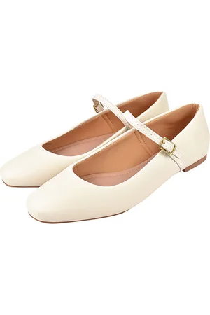 Donatella Shoes Sapatilha Feminina Boneca Bailarina Bico Quadrado Clássica Off White