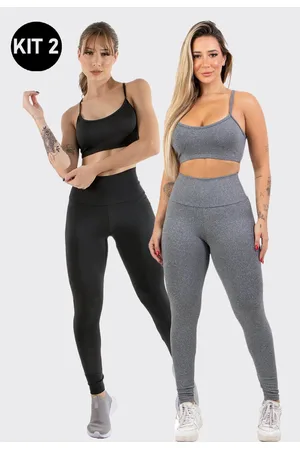 Calças e leggings fitness de femininos em Cinza