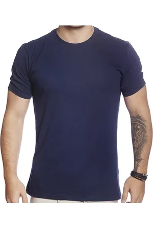 Nine4 Camiseta Masculina Manga Curta Algodão Premium Fio 30 Gola Redonda - Marinho