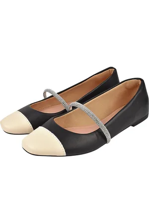 Donatella Shoes Sapatilha Feminina Boneca Bailarina Brilho Bico Quadrado Bicolor Strass