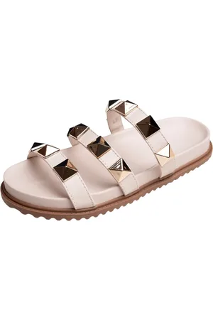 KUENTO SHOES Papete Rasteira Sandalia Flat Off White Piramide