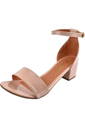 Rosa Chic Calçados Sandália Salto Grosso Salto Baixo 4 cm Bloco Nude