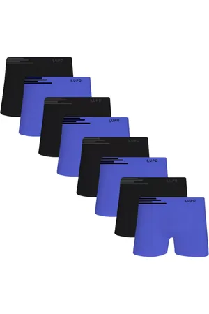 LUPO Kit C/8 Cuecas Boxer Microfibra 436 Royal e Preto /Preto