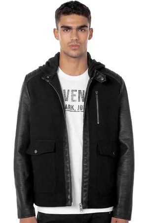 John John Jaqueta Masculina Hoodie Biker Mike Preta