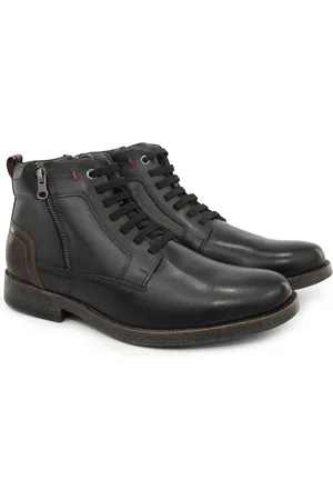 FRANCA Bota Casual Coturno Couro Masculino Atacador Cano Curto Zíper Lateral Urbana Versátil