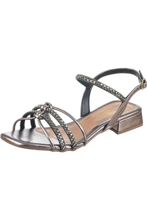 VIA BIRIGUI Sandália Saltinho Feminina Casual de Tiras e Strass