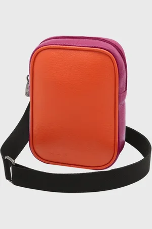 Mariart Bolsa Crossbody de Couro Lolla Orange/Magenta
