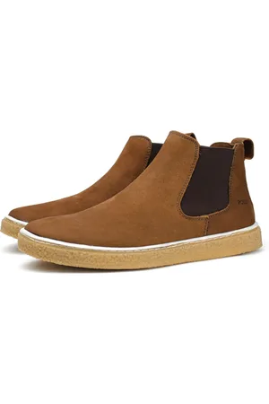 FRANCA Bota Chelsea Couro Masculina Solado Natural Borracha Cano Curto Confortavel Basica Casual Terra Marrom