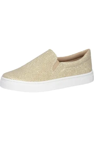 Sapato Feminino Slip On Tenis Calce Facil Confortavel Glitter - Amarelo